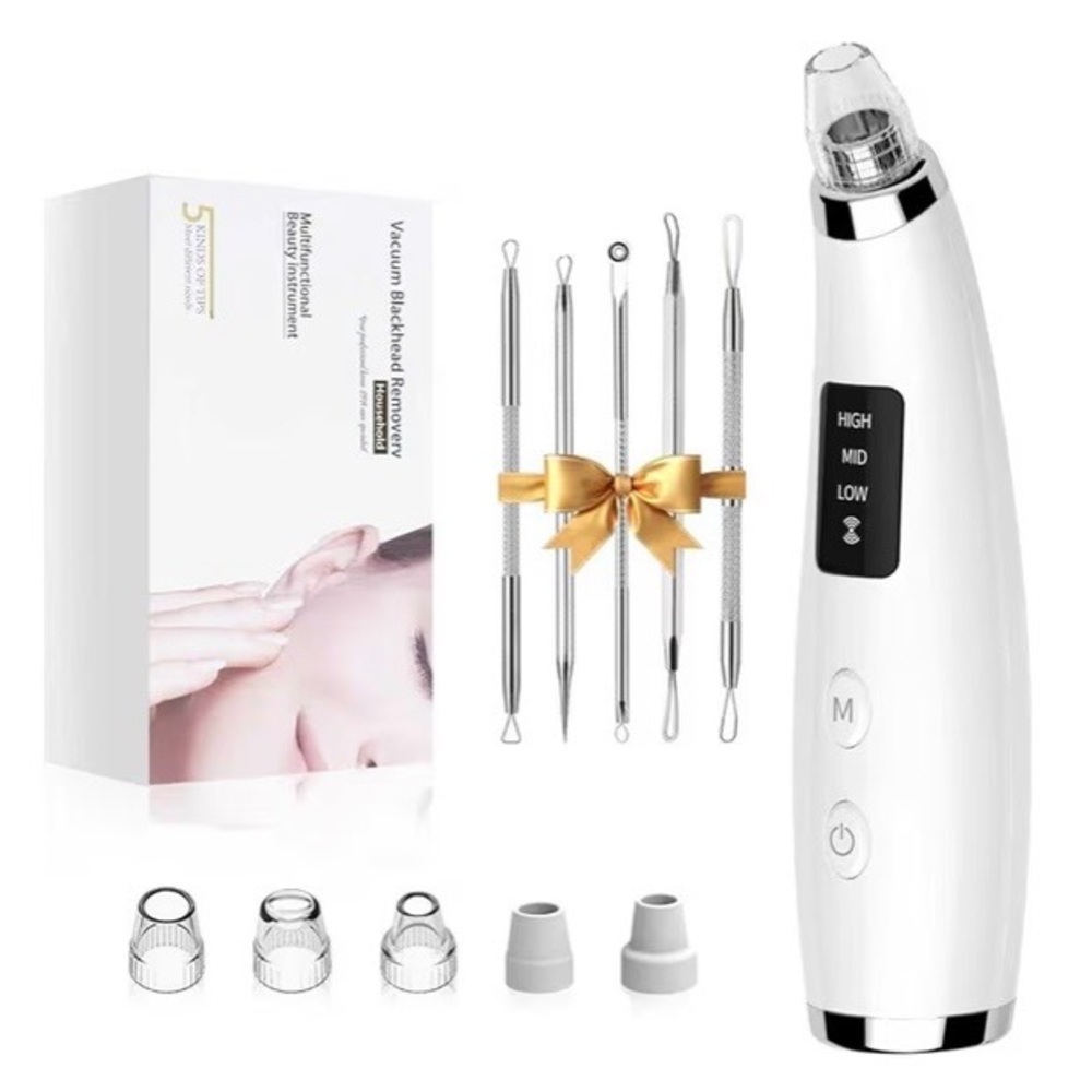 NEW - Rechargeable Blackhead Vacuum Pore Cleaner - 5 Attachments & 3 Suction Lvl